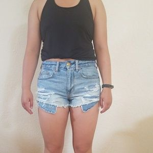 High wated jean shorts
